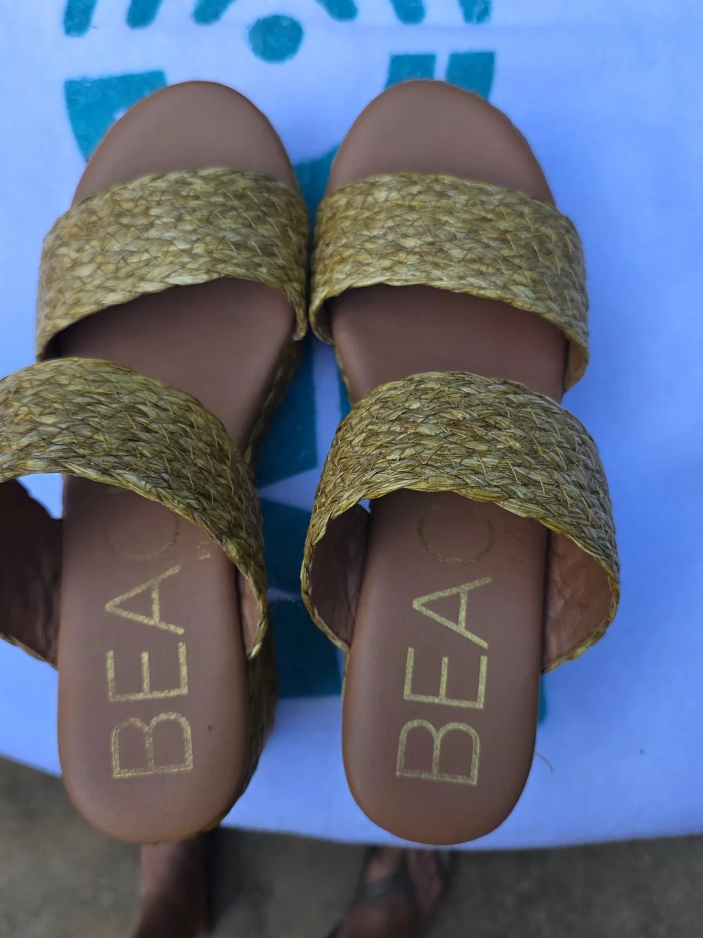 Matisse Beach Woven Straw Platform Slide Sandals - Natural Tan